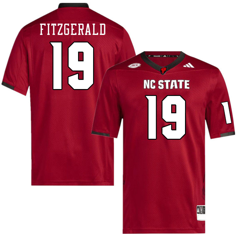 Men #19 Bishop Fitzgerald NC State Wolfpack College Football Jerseys Stitched-Red